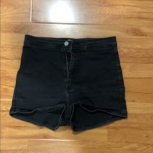 black high waisted denim shorts